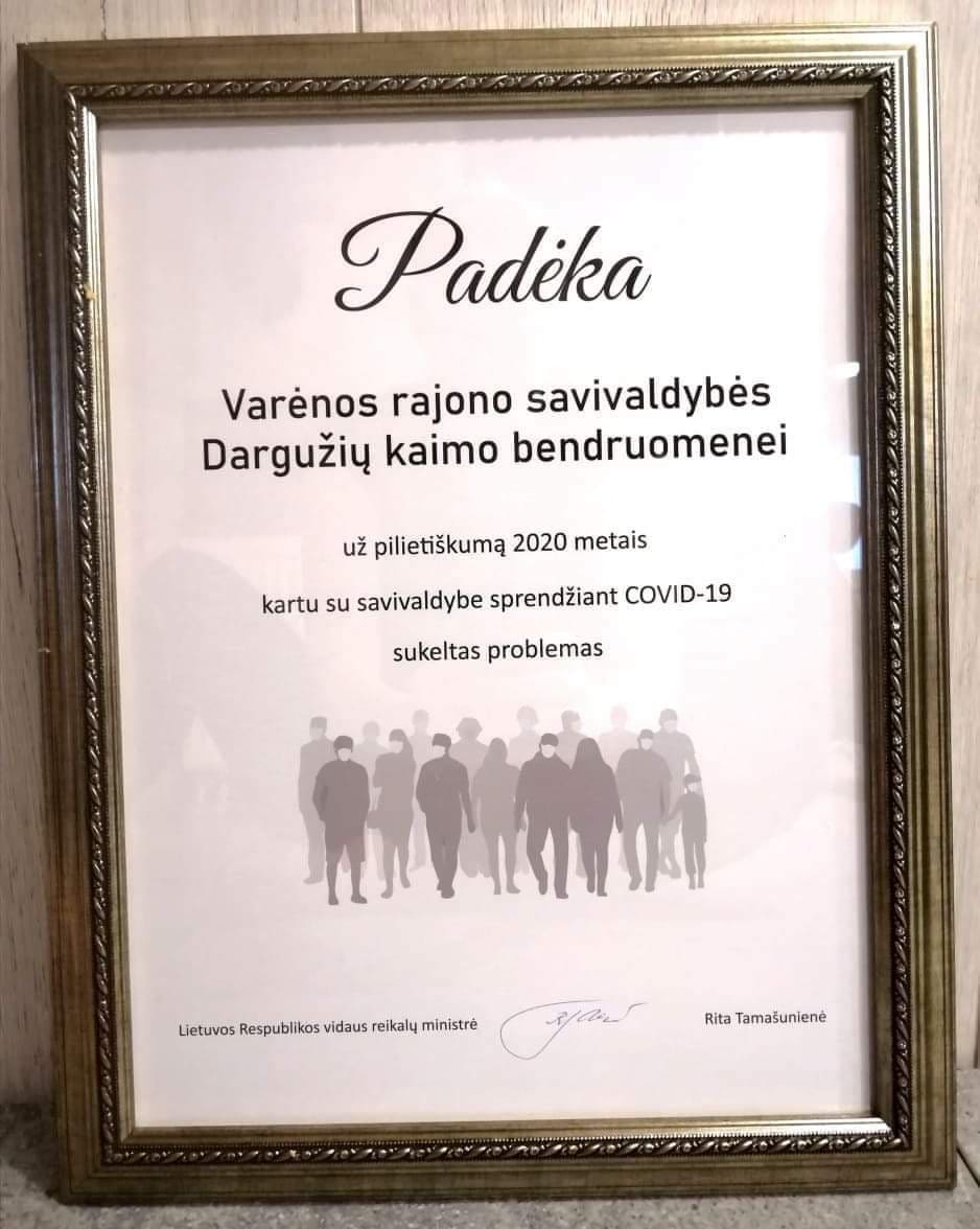 Padėka Dargužių Bendruomenei